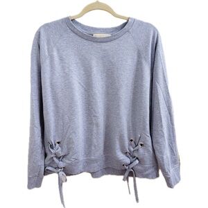 Michael Kors Lace Up Front Tie Sweatshirt in Heathered Periwinkle